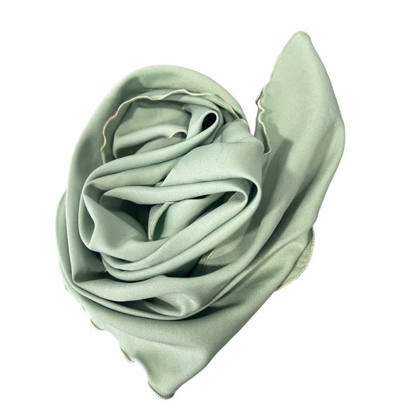 Vintage Rectangle Scarf Neck Wrap Mint Lettuce Edge Bandana Boho Hippie Outdoor - Picture 2 of 5